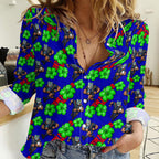 New Zealand Warriors Women Casual Shirt Tropical Hibiscus Floral Seamless Rugby Mascot
