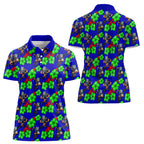 New Zealand Warriors Women Polo Shirt Tropical Hibiscus Floral Seamless Rugby Mascot