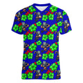 New Zealand Warriors Women V-Neck T-Shirt Tropical Hibiscus Floral Seamless Rugby Mascot
