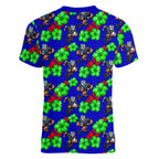 New Zealand Warriors Women V-Neck T-Shirt Tropical Hibiscus Floral Seamless Rugby Mascot