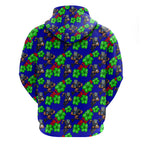 New Zealand Warriors Zip Hoodie Tropical Hibiscus Floral Seamless Rugby Mascot