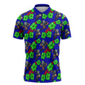 New Zealand Warriors Zipper Polo Shirt Tropical Hibiscus Floral Seamless Rugby Mascot