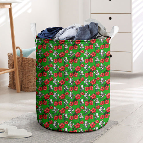 South Sydney Rabbitohs Laundry Basket Tropical Hibiscus Floral Seamless Rugby Mascot