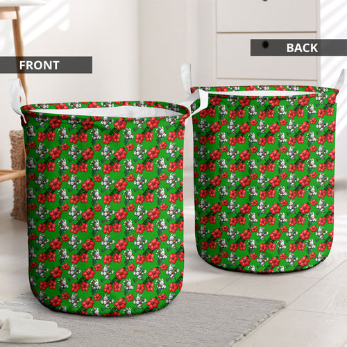South Sydney Rabbitohs Laundry Basket Tropical Hibiscus Floral Seamless Rugby Mascot