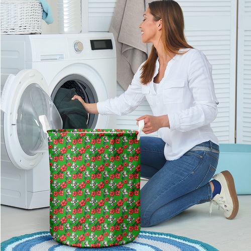 South Sydney Rabbitohs Laundry Basket Tropical Hibiscus Floral Seamless Rugby Mascot