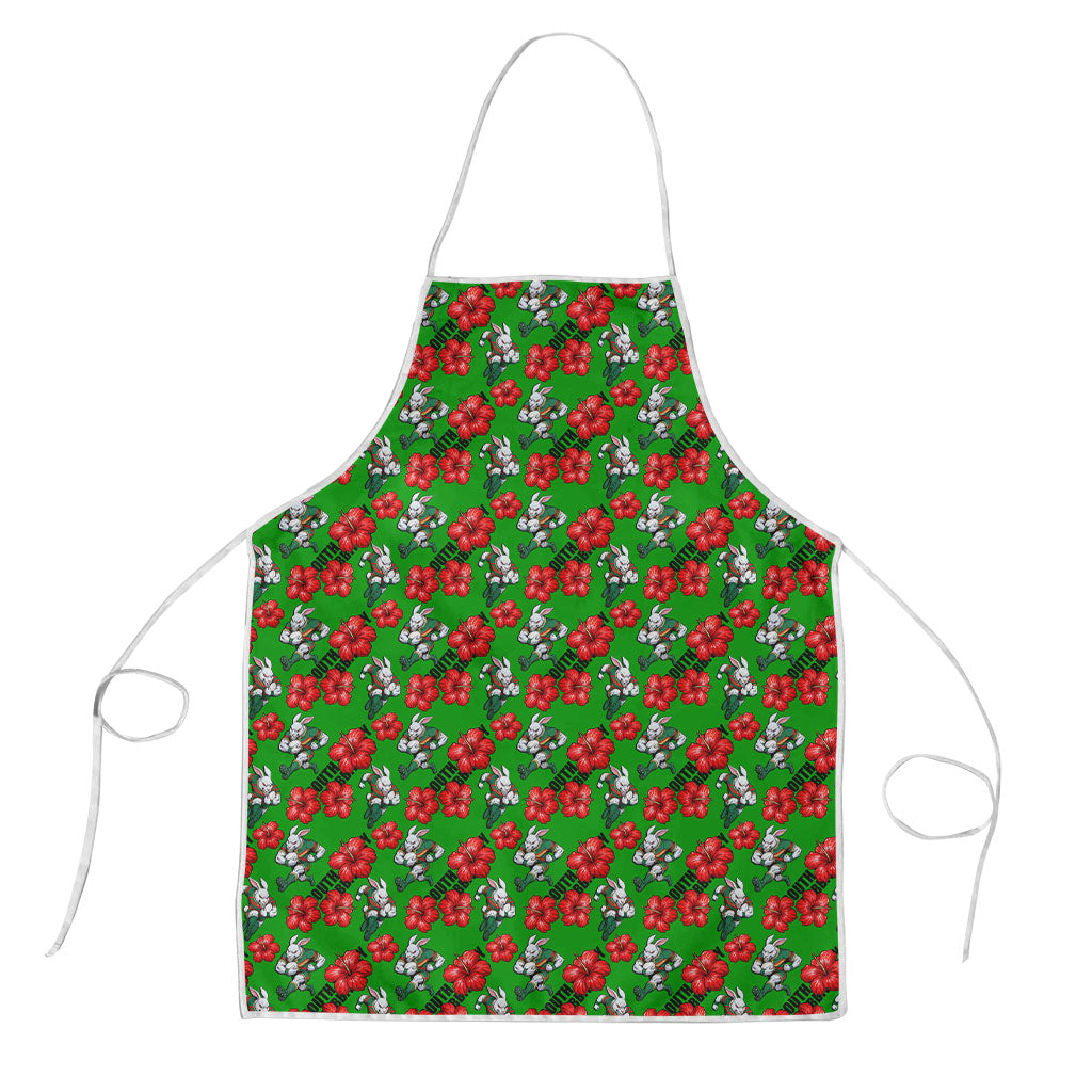 South Sydney Rabbitohs Apron Tropical Hibiscus Floral Seamless Rugby Mascot