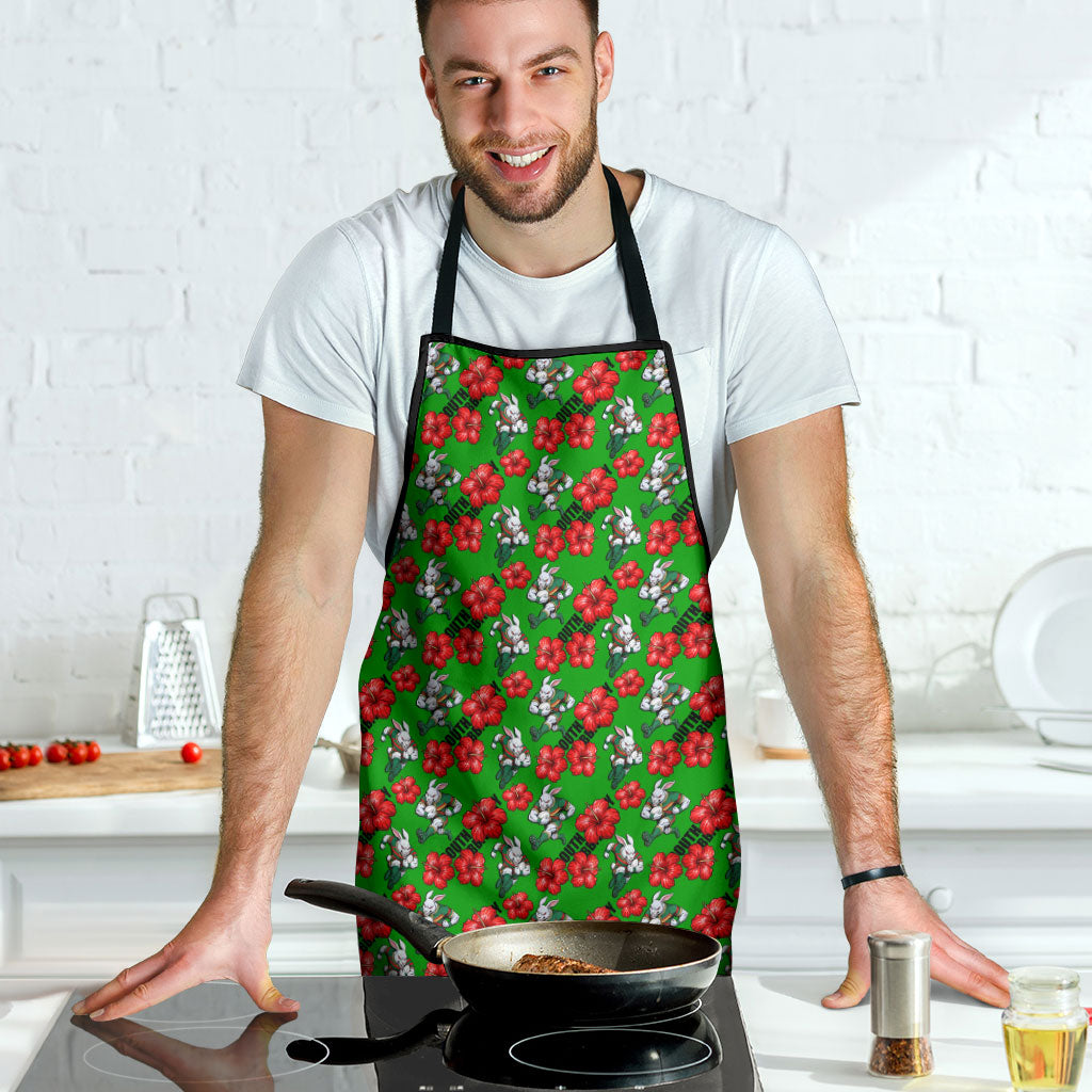 South Sydney Rabbitohs Apron Tropical Hibiscus Floral Seamless Rugby Mascot