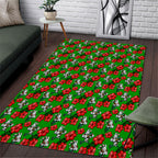 South Sydney Rabbitohs Area Rug Tropical Hibiscus Floral Seamless Rugby Mascot