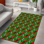 South Sydney Rabbitohs Area Rug Tropical Hibiscus Floral Seamless Rugby Mascot