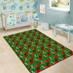 South Sydney Rabbitohs Area Rug Tropical Hibiscus Floral Seamless Rugby Mascot