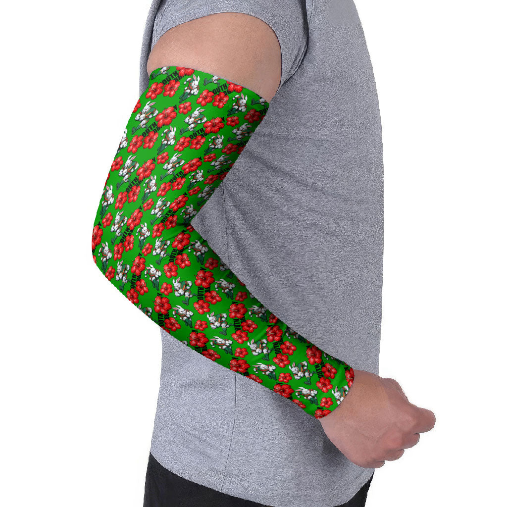 South Sydney Rabbitohs Arm Sleeves Tropical Hibiscus Floral Seamless Rugby Mascot