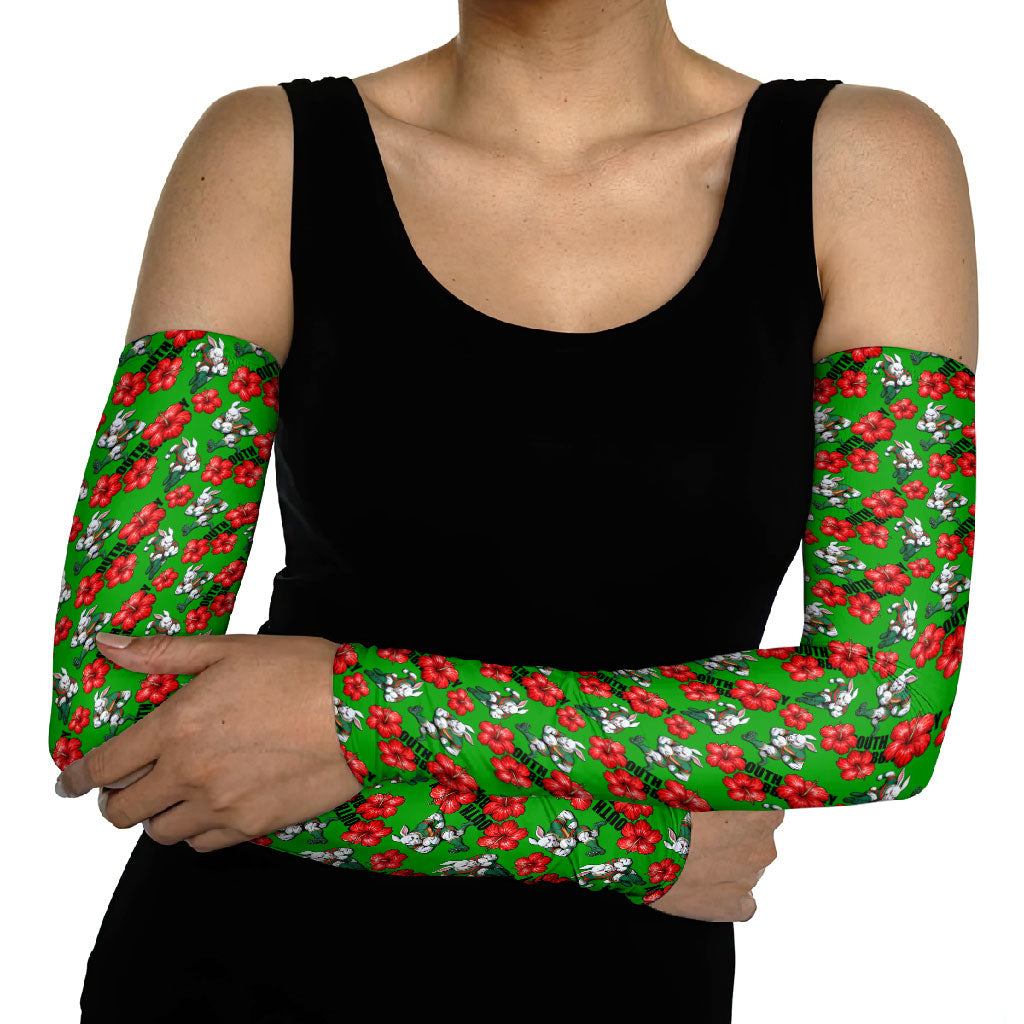 South Sydney Rabbitohs Arm Sleeves Tropical Hibiscus Floral Seamless Rugby Mascot