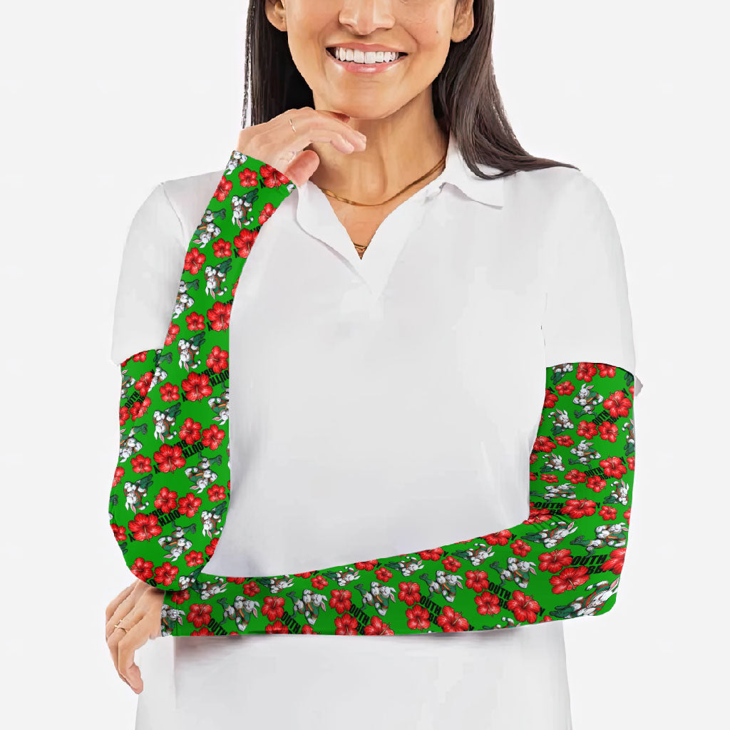 South Sydney Rabbitohs Arm Sleeves Tropical Hibiscus Floral Seamless Rugby Mascot