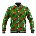 South Sydney Rabbitohs Baseball Jacket Tropical Hibiscus Floral Seamless Rugby Mascot
