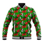 South Sydney Rabbitohs Baseball Jacket Tropical Hibiscus Floral Seamless Rugby Mascot