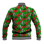 South Sydney Rabbitohs Baseball Jacket Tropical Hibiscus Floral Seamless Rugby Mascot