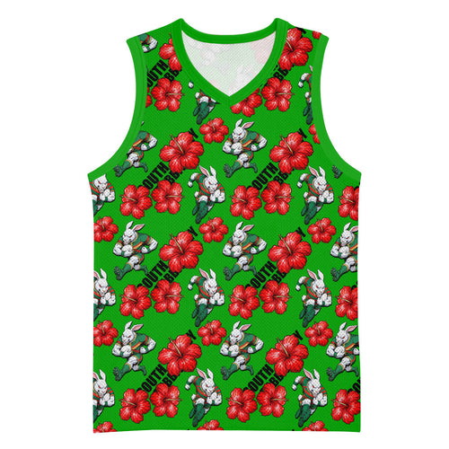 South Sydney Rabbitohs Basketball Jersey Tropical Hibiscus Floral Seamless Rugby Mascot