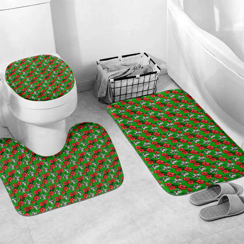 South Sydney Rabbitohs Bathroom Set Tropical Hibiscus Floral Seamless Rugby Mascot