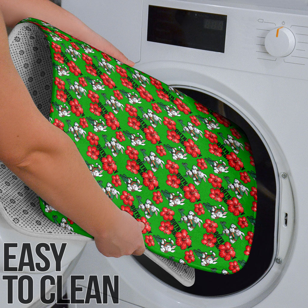South Sydney Rabbitohs Bathroom Set Tropical Hibiscus Floral Seamless Rugby Mascot