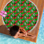 South Sydney Rabbitohs Beach Blanket Tropical Hibiscus Floral Seamless Rugby Mascot