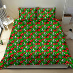 South Sydney Rabbitohs Bedding Set Tropical Hibiscus Floral Seamless Rugby Mascot