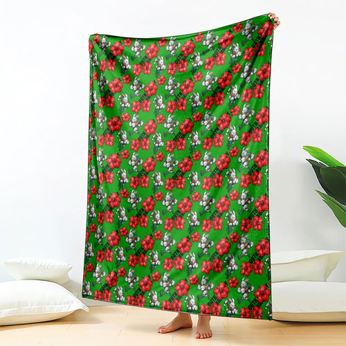 South Sydney Rabbitohs Blanket Tropical Hibiscus Floral Seamless Rugby Mascot