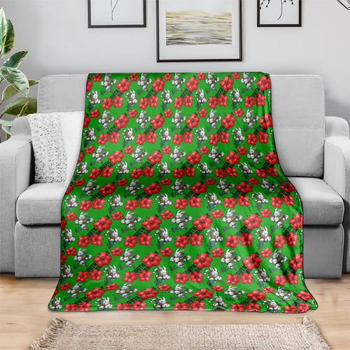 South Sydney Rabbitohs Blanket Tropical Hibiscus Floral Seamless Rugby Mascot