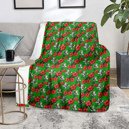 South Sydney Rabbitohs Blanket Tropical Hibiscus Floral Seamless Rugby Mascot
