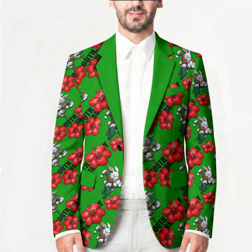 South Sydney Rabbitohs Blazer Tropical Hibiscus Floral Seamless Rugby Mascot