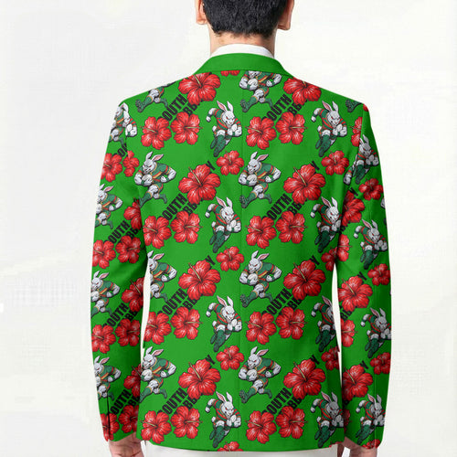 South Sydney Rabbitohs Blazer Tropical Hibiscus Floral Seamless Rugby Mascot