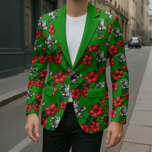South Sydney Rabbitohs Blazer Tropical Hibiscus Floral Seamless Rugby Mascot
