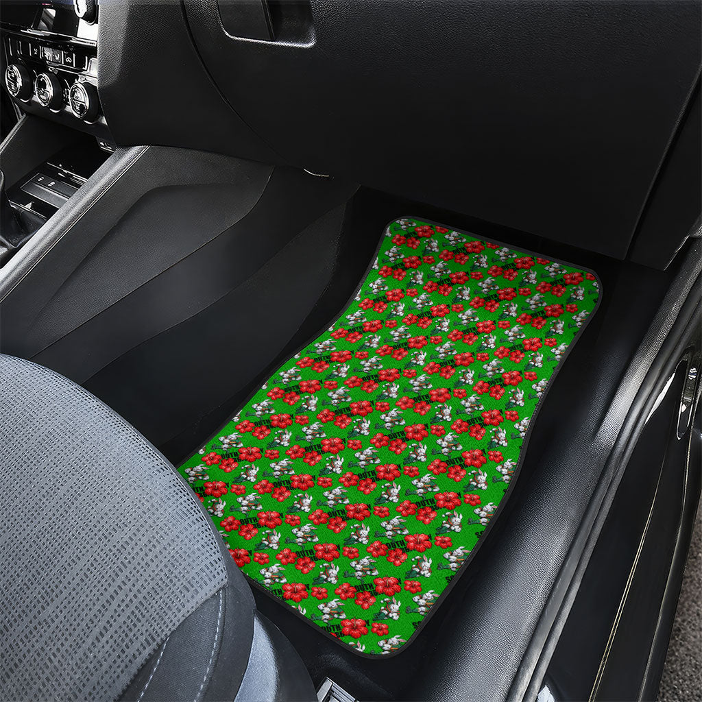 South Sydney Rabbitohs Car Mats Tropical Hibiscus Floral Seamless Rugby Mascot