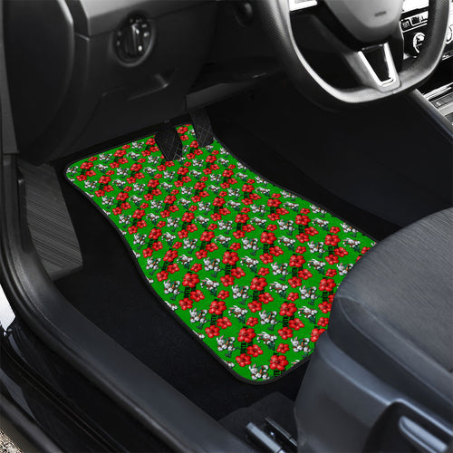 South Sydney Rabbitohs Car Mats Tropical Hibiscus Floral Seamless Rugby Mascot