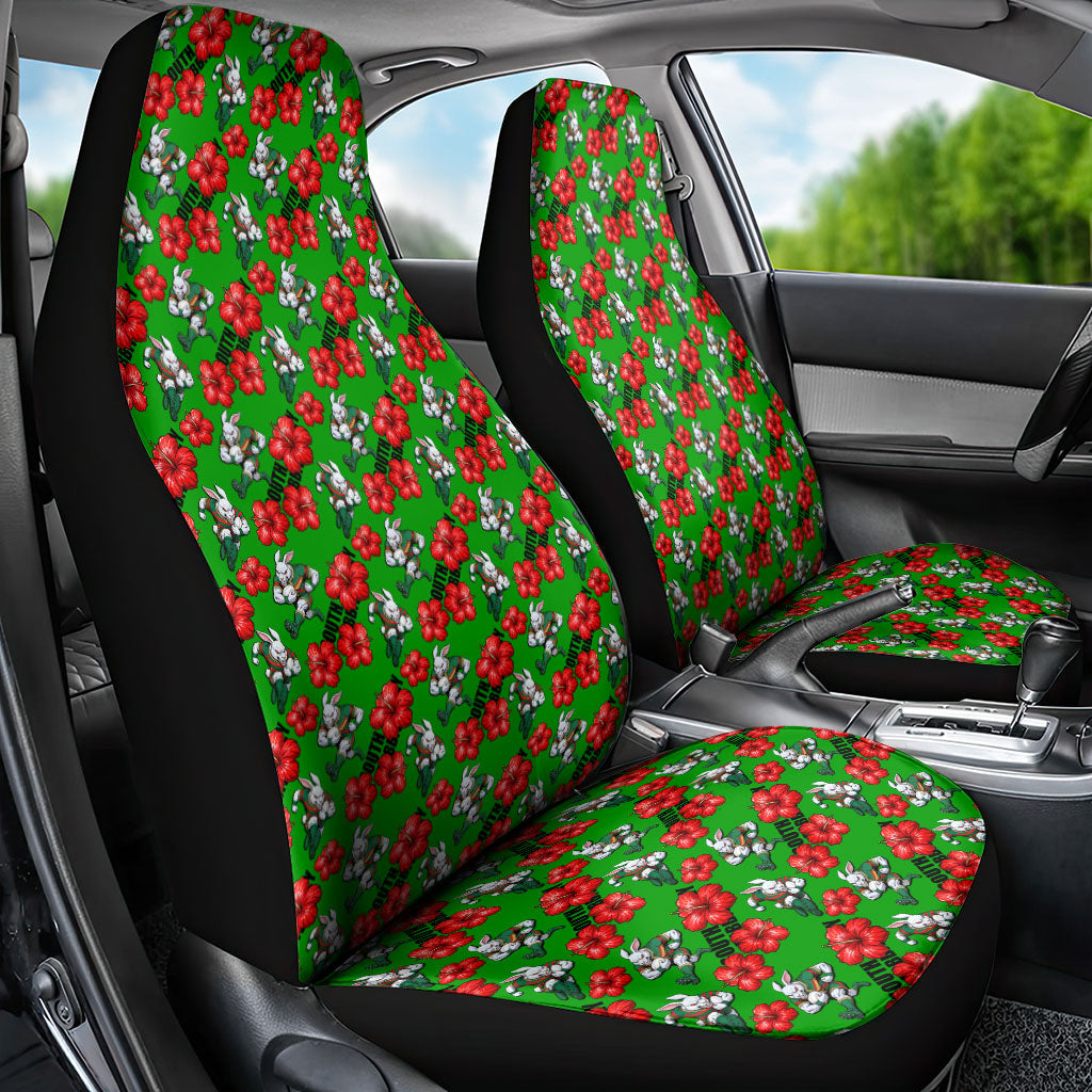 South Sydney Rabbitohs Car Seat Cover Tropical Hibiscus Floral Seamless Rugby Mascot