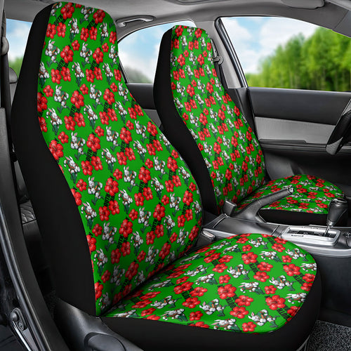 South Sydney Rabbitohs Car Seat Cover Tropical Hibiscus Floral Seamless Rugby Mascot