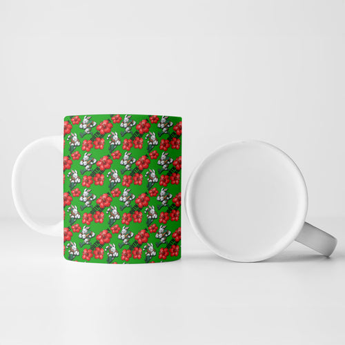 South Sydney Rabbitohs Ceramic Mug Tropical Hibiscus Floral Seamless Rugby Mascot