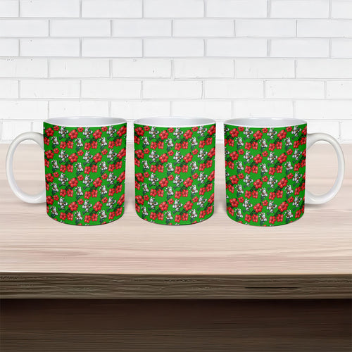 South Sydney Rabbitohs Ceramic Mug Tropical Hibiscus Floral Seamless Rugby Mascot