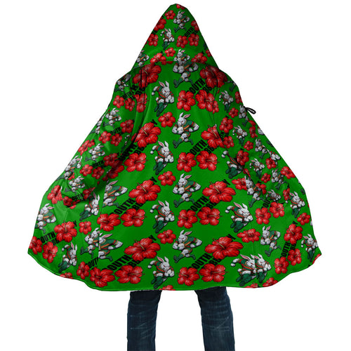 South Sydney Rabbitohs Cloak Tropical Hibiscus Floral Seamless Rugby Mascot
