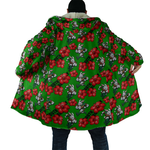 South Sydney Rabbitohs Cloak Tropical Hibiscus Floral Seamless Rugby Mascot