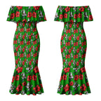 South Sydney Rabbitohs Couples Matching Mermaid Dress and Hawaiian Shirt Tropical Hibiscus Floral Seamless Rugby Mascot