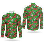 South Sydney Rabbitohs Couples Matching Puletasi and Long Sleeve Button Shirt Tropical Hibiscus Floral Seamless Rugby Mascot