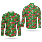 South Sydney Rabbitohs Couples Matching Summer Maxi Dress and Long Sleeve Button Shirt Tropical Hibiscus Floral Seamless Rugby Mascot
