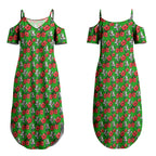 South Sydney Rabbitohs Couples Matching Summer Maxi Dress and Long Sleeve Button Shirt Tropical Hibiscus Floral Seamless Rugby Mascot