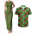 South Sydney Rabbitohs Couples Matching Tank Maxi Dress and Hawaiian Shirt Tropical Hibiscus Floral Seamless Rugby Mascot