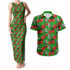 South Sydney Rabbitohs Couples Matching Tank Maxi Dress and Hawaiian Shirt Tropical Hibiscus Floral Seamless Rugby Mascot