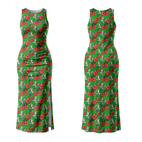 South Sydney Rabbitohs Couples Matching Tank Maxi Dress and Hawaiian Shirt Tropical Hibiscus Floral Seamless Rugby Mascot