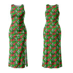 South Sydney Rabbitohs Couples Matching Tank Maxi Dress and Long Sleeve Button Shirt Tropical Hibiscus Floral Seamless Rugby Mascot
