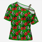 South Sydney Rabbitohs Cross Shoulder Shirt Tropical Hibiscus Floral Seamless Rugby Mascot