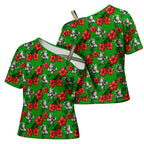 South Sydney Rabbitohs Cross Shoulder Shirt Tropical Hibiscus Floral Seamless Rugby Mascot