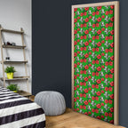 South Sydney Rabbitohs Door Cover Tropical Hibiscus Floral Seamless Rugby Mascot